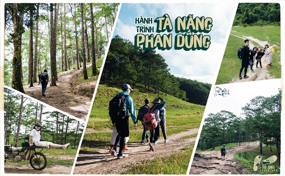 du khách đang trekking trên con đường Tà Năng Phan Dũng