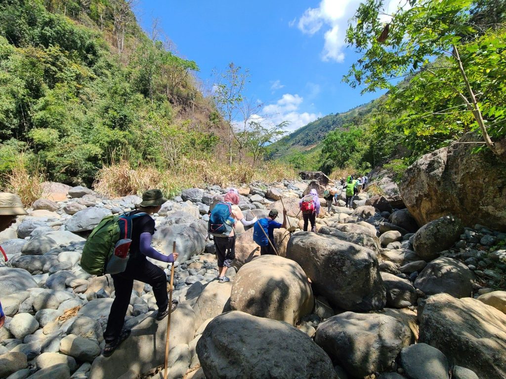 Hiking con đường đá xám