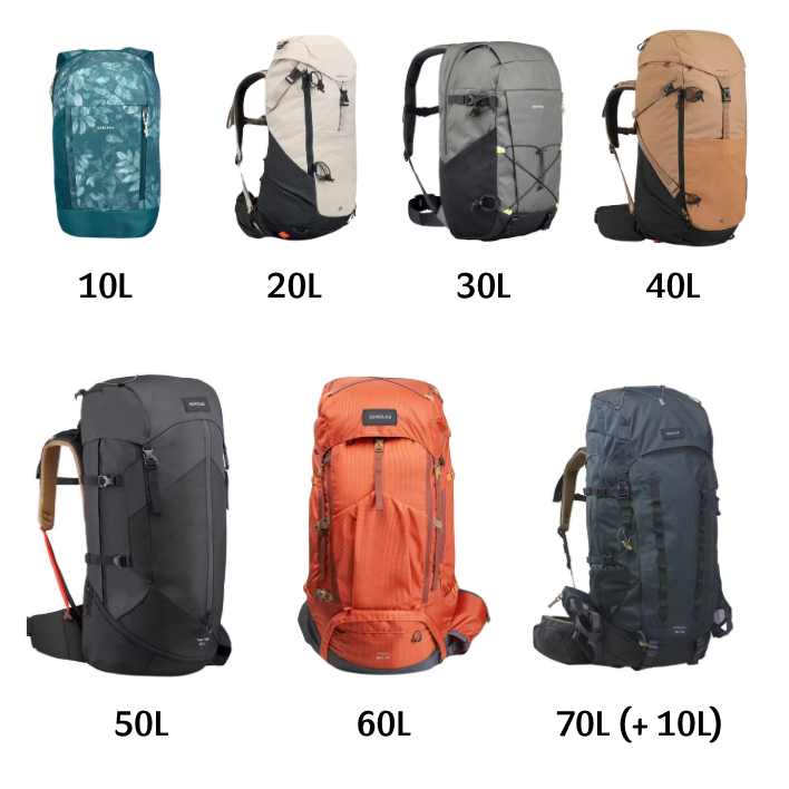 Dung tích balo trekking